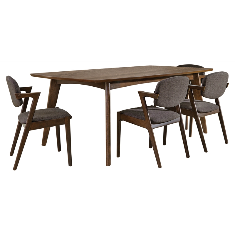 Malone 5-piece Rectangular Dining Table Set Dark Walnut