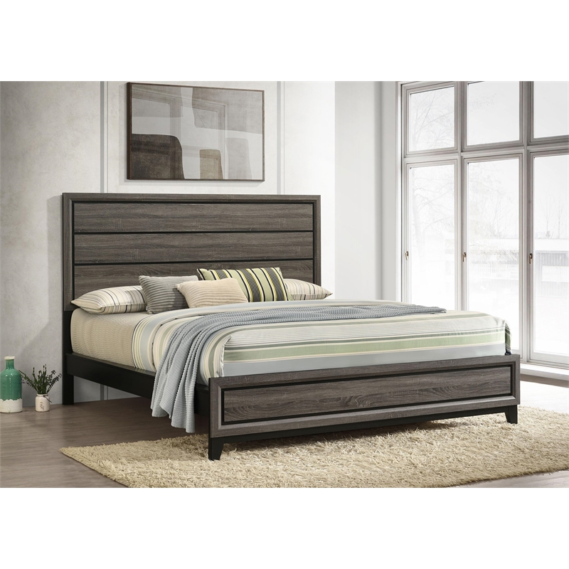 Watson Wood California King Panel Bed Grey Oak