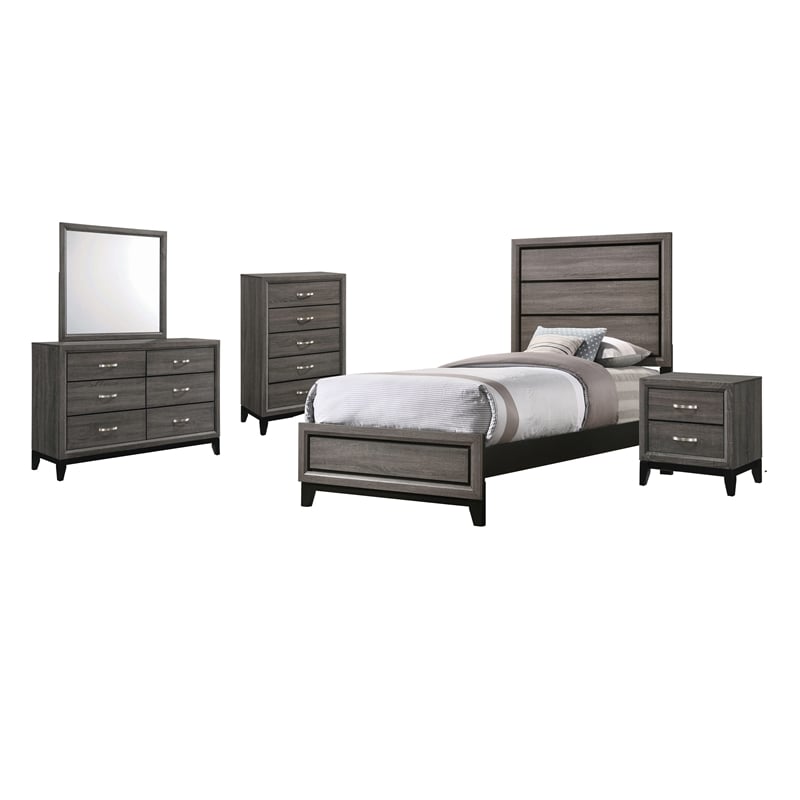 Watson 4-piece Twin Bedroom Set Grey Oak