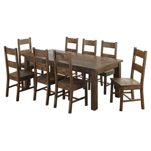 Coleman 9-piece Rectangular Dining Set Rustic Golden Brown