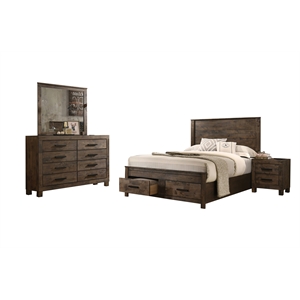 coaster woodmont 4-piece eastern king wood bedroom set in rustic golden brown