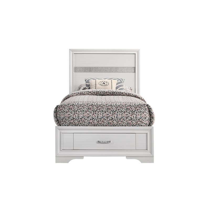 Miranda 51-inch Wood Twin Storage Panel Bed White