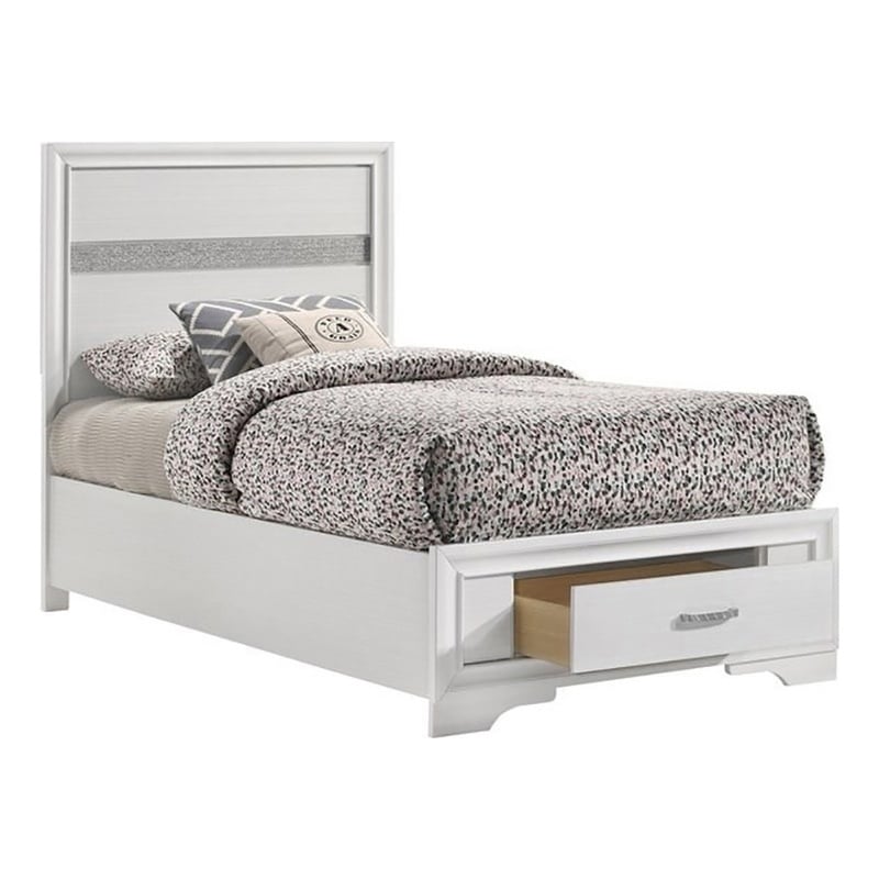 Miranda 51-inch Wood Twin Storage Panel Bed White