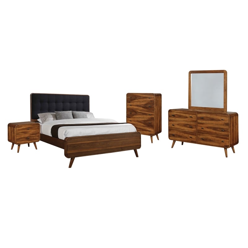 Coaster Robyn 5-piece Queen Wood Bedroom Set Dark Walnut and Dark Gray ...