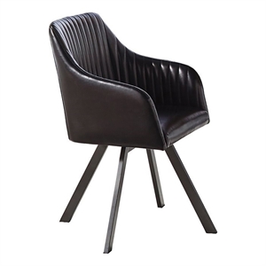 coaster contemporary faux leather tufted sloped arm swivel dining chair in black
