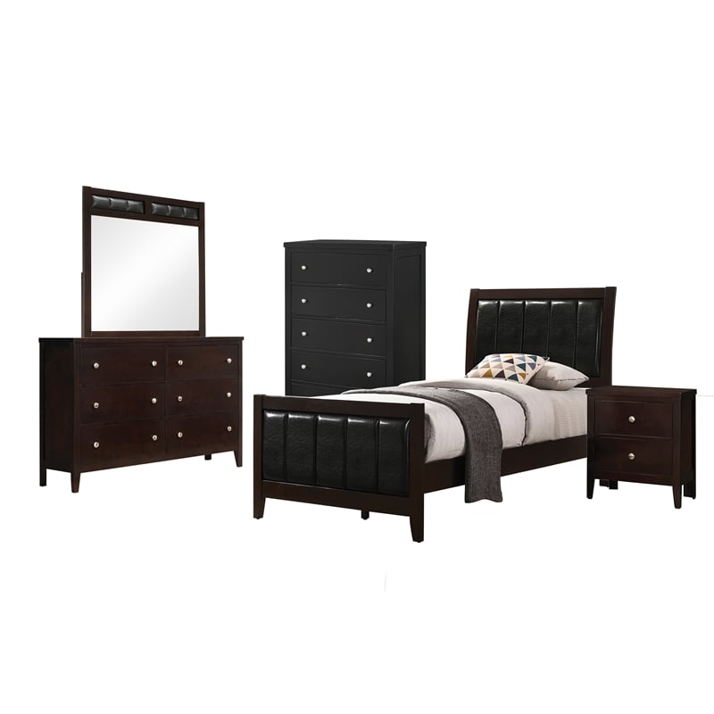 Carlton 5-piece Twin Bedroom Set Cappuccino