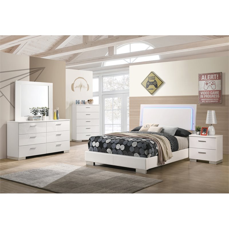 Felicity 5-piece Full Bedroom Set White High Gloss