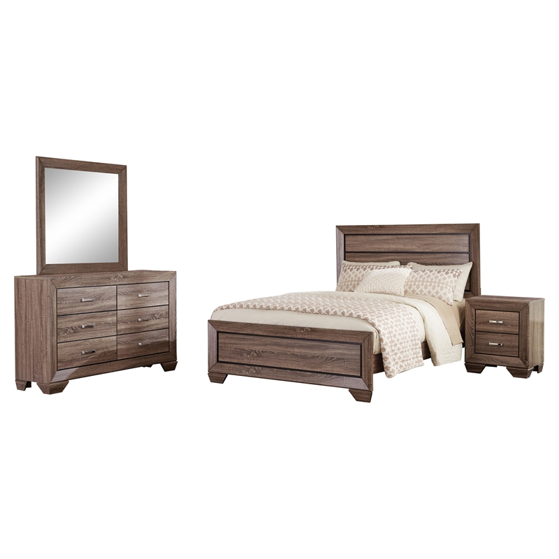 Kauffman 4-piece Eastern King Bedroom Set Washed Taupe