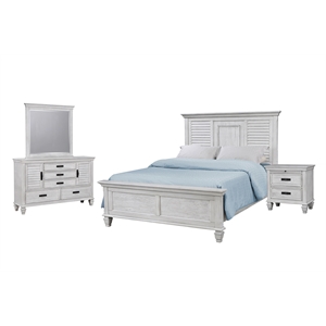 Franco 4-piece Eastern King Bedroom Set Distressed White