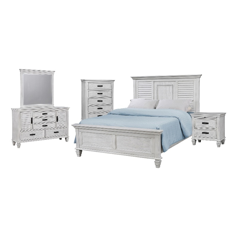 Franco 5-piece Eastern King Bedroom Set Distressed White