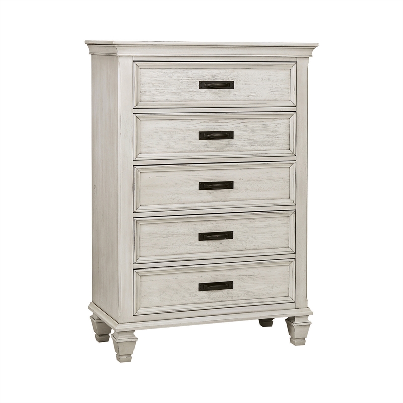 Franco 5-piece Eastern King Bedroom Set Distressed White
