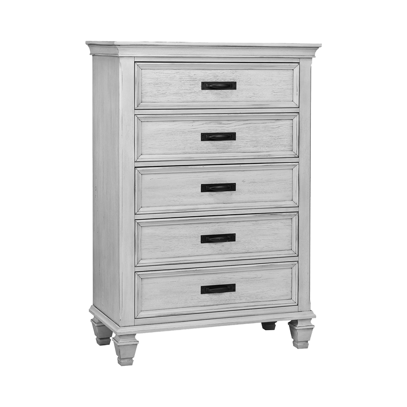 Franco 5-piece Queen Bedroom Set Distressed White