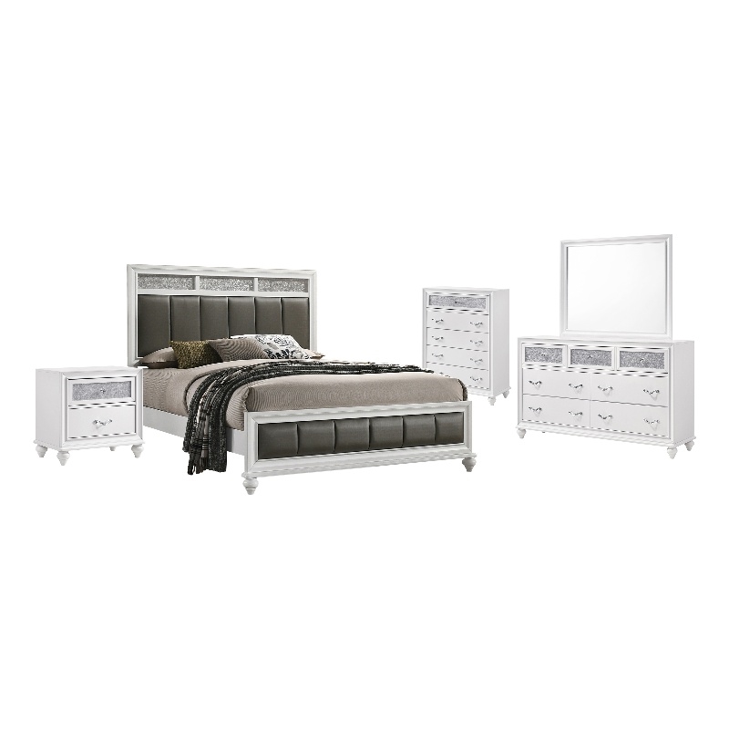 Barzini 5-piece Eastern King Bedroom Set White