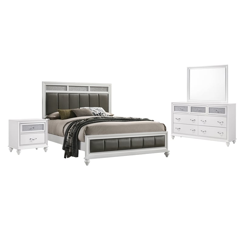 Coaster Barzini 4-piece Queen Panel Wood Bedroom Set White And Gray ...