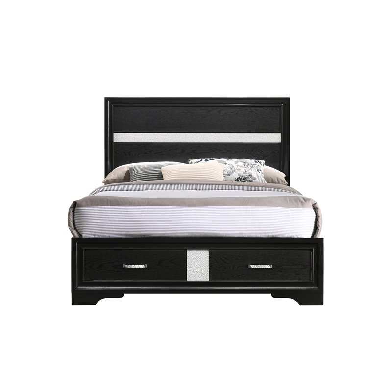 Miranda 51-inch Wood Full Storage Panel Bed Black
