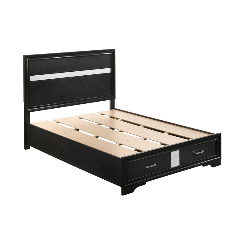Miranda 51-inch Wood Full Storage Panel Bed Black