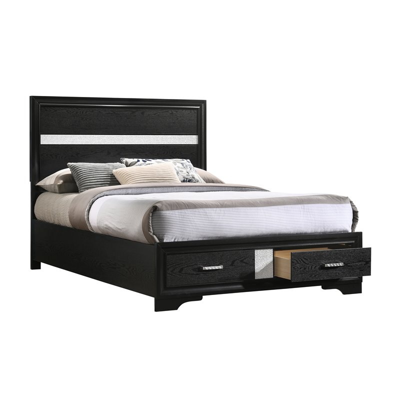 Miranda 51-inch Wood Full Storage Panel Bed Black