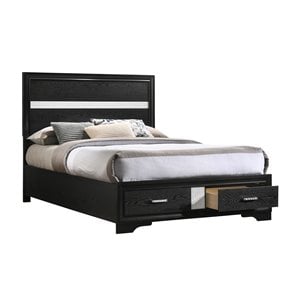 Miranda 51-inch Wood Full Storage Panel Bed Black