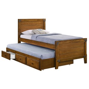 granger twin captain's bed with trundle in rustic honey brown