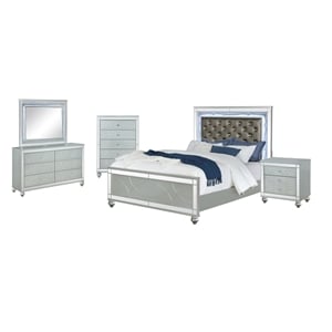 Gunnison 5-piece California King Bedroom Set Silver Metallic