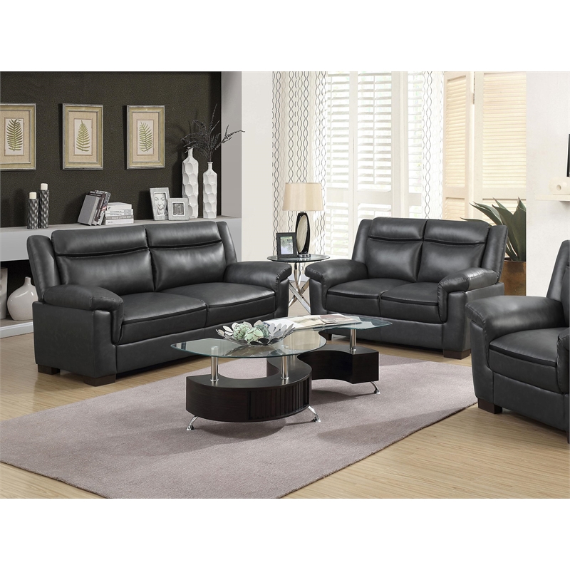 Arabella 2-piece Upholstered Padded Arm Sofa Set Grey