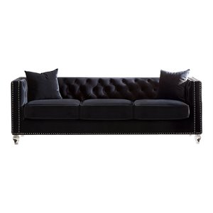 delilah 3 pc. upholstered sofa set in black