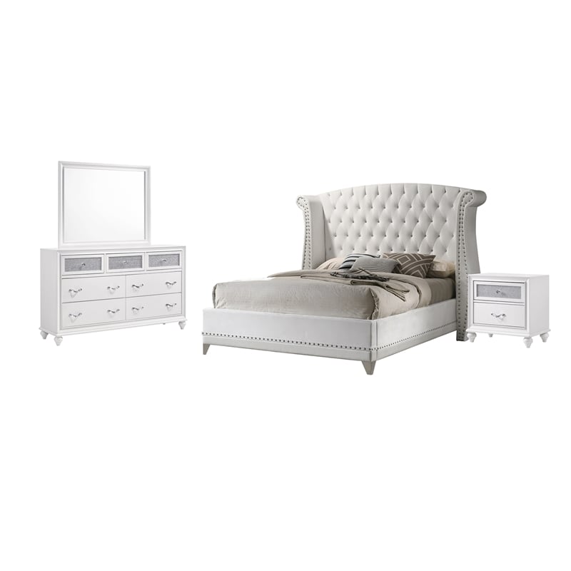 Barzini 4-piece Eastern King Bedroom Set White