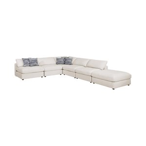 serene 5 pc. upholstered armless sectional set with ottoman in beige