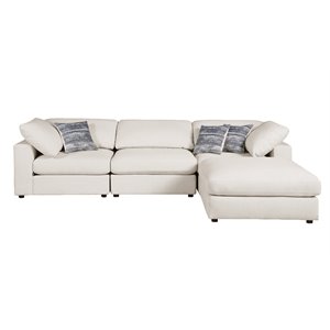 serene 3 pc. upholstered armless sectional set with ottoman in beige