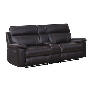 albany 2 pc. upholstered power reclining sofa set with console in brown