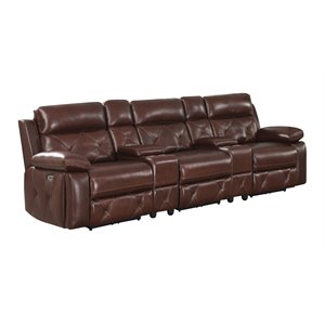 chester 3 pc. uphld. power home theater recliner set with consoles in chocolate