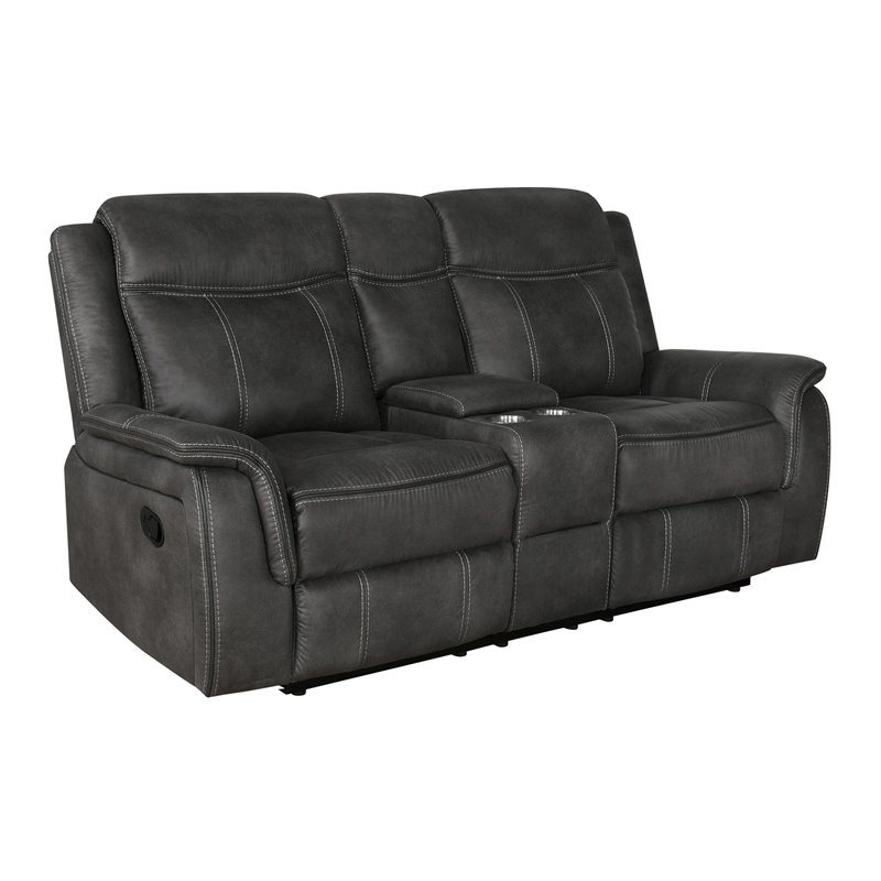 Lawrence 3-piece Upholstered Reclining Sofa Set Charcoal