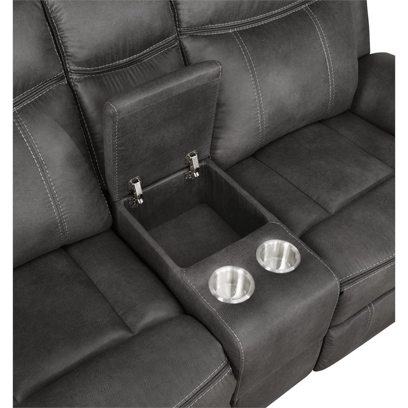 Lawrence 3-piece Upholstered Reclining Sofa Set Charcoal