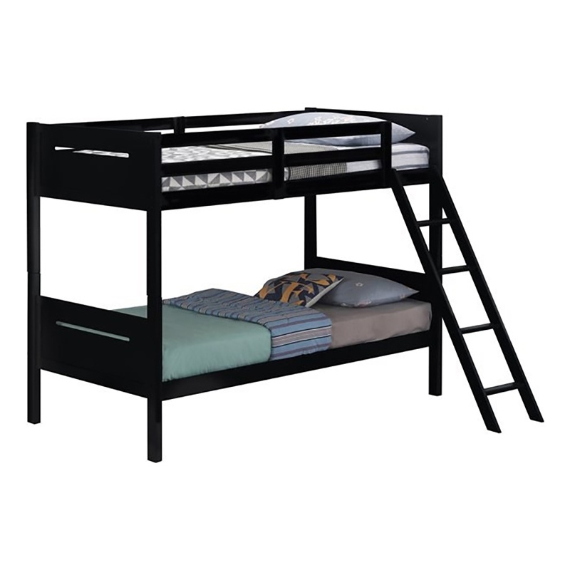 Littleton Wood Twin Over Twin Bunk Bed Black