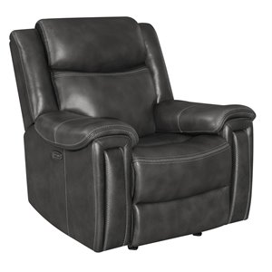 shallowford upholstered power glider recliner in charcoal
