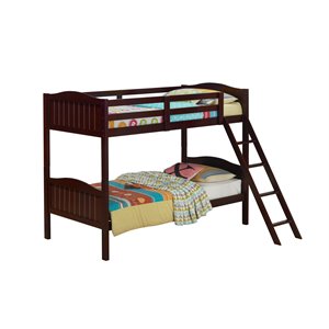 littleton twin/twin bunk bed with ladder in espresso