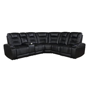 zane 4 pc. dual power sectional set with wedge & console in black