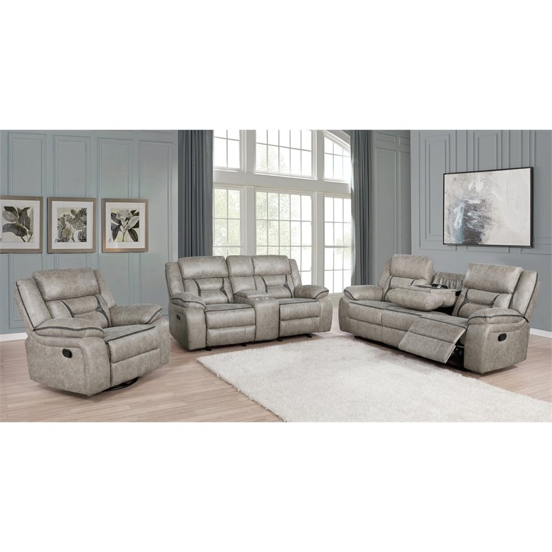 Greer 2-piece Upholstered Reclining Sofa Set Taupe