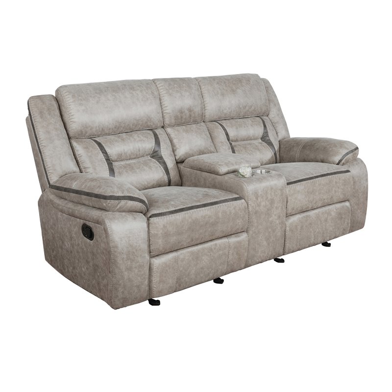 Greer 2-piece Upholstered Reclining Sofa Set Taupe