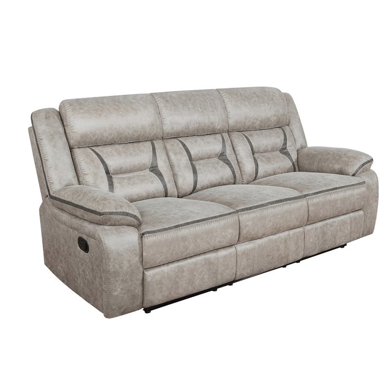 Greer 3-piece Upholstered Reclining Sofa Set Taupe