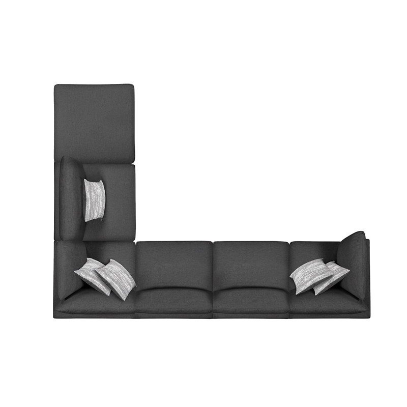 Serene 6-piece Upholstered Modular Sectional Sofa Charcoal