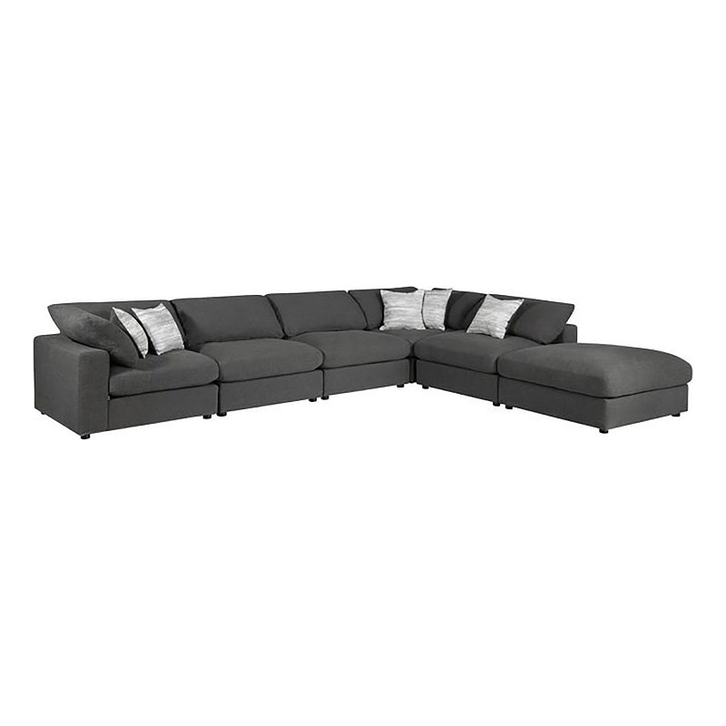Serene 6-piece Upholstered Modular Sectional Sofa Charcoal