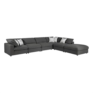Serene 6-piece Upholstered Modular Sectional Sofa Charcoal