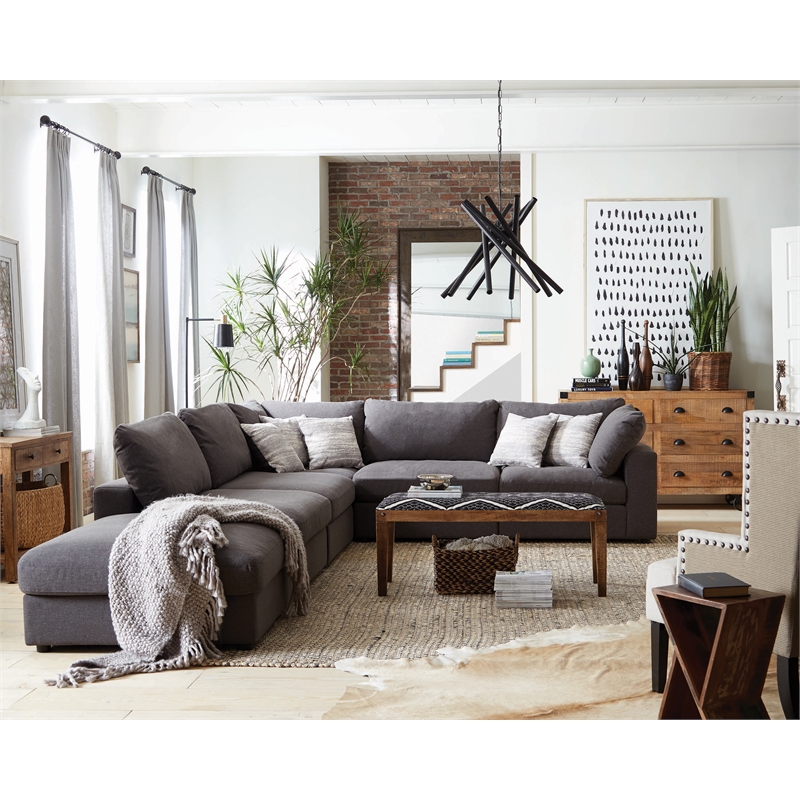 Serene 6-piece Upholstered Modular Sectional Sofa Charcoal