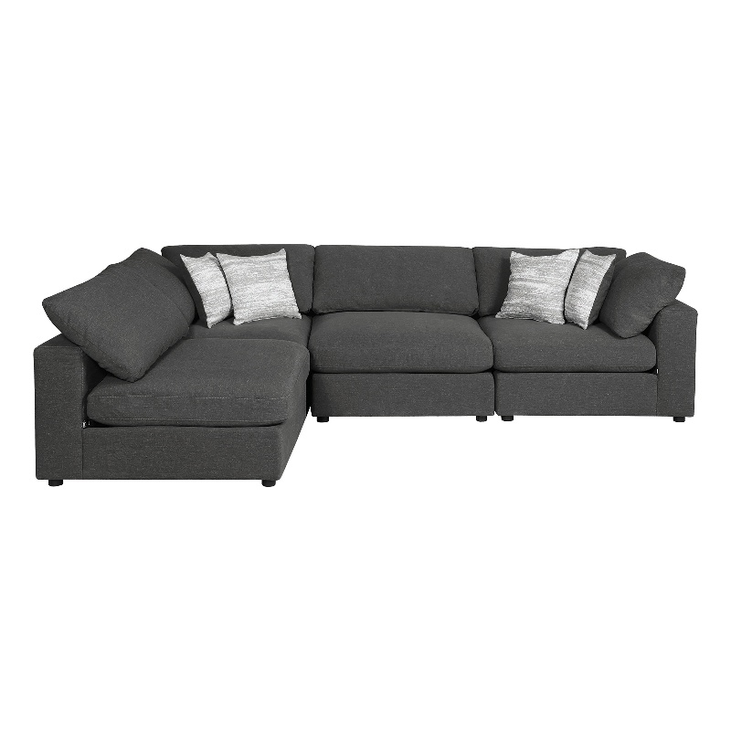 Serene 4-piece Upholstered Modular Sectional Sofa Charcoal