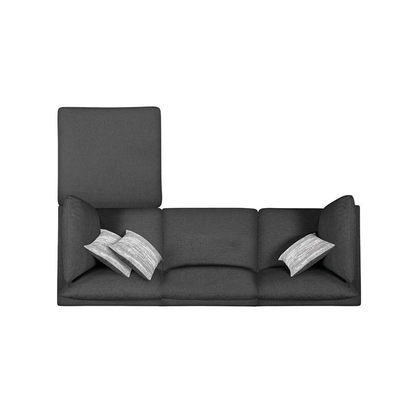 Serene 4-piece Upholstered Modular Sectional Sofa Charcoal