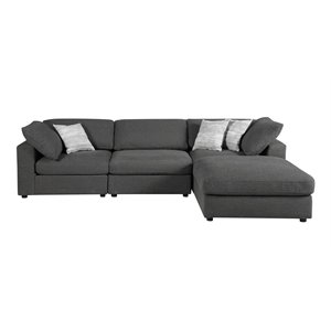 serene 3 pc. upholstered armless sectional set with ottoman in gray