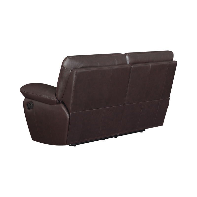 Coaster Clifford Transitional Leather Pillow Top Arm Motion Loveseat Chocolate