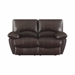 Coaster Clifford Transitional Leather Pillow Top Arm Motion Loveseat Chocolate