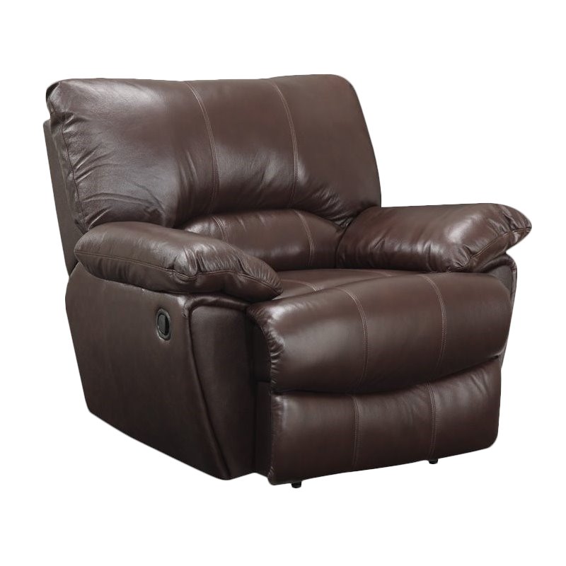 Coaster Clifford Modern Leather Recliner in Chocolate